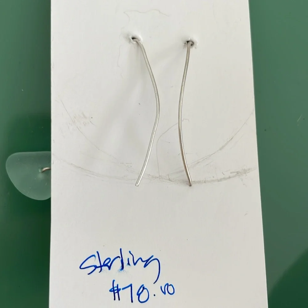 Sterling Silver and Sea Glass handmade earrings NWT - Picture 3 of 4